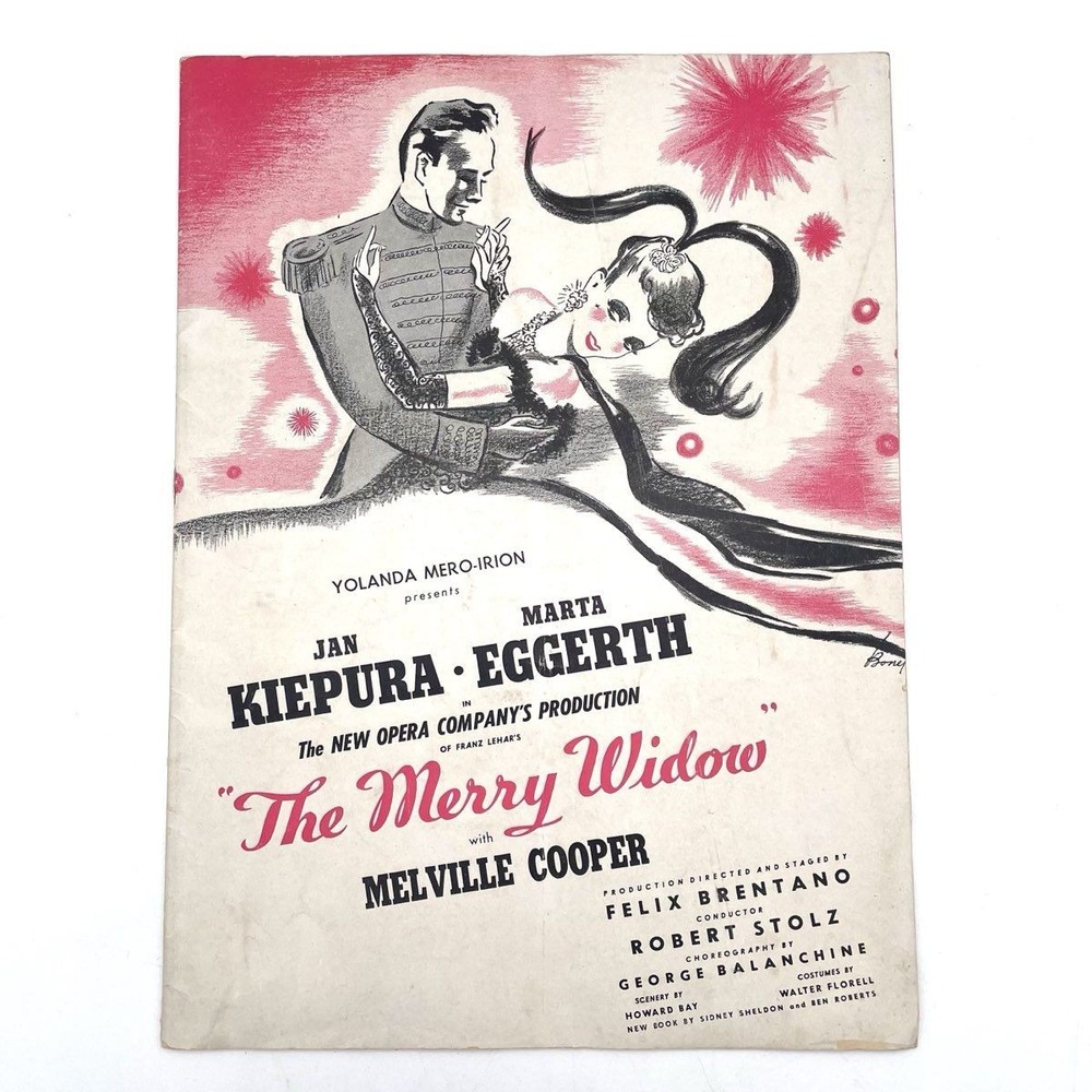 Vtg The Merry Widow Souvenir Program Jan Kiepura Marta Eggerth Broadway Opera